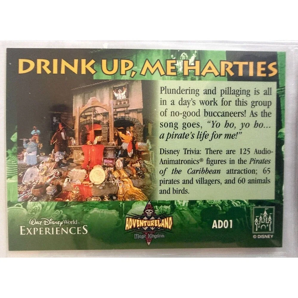 Walt Disney World Experiences Adventureland 9 Card Set Complete In Sleeve